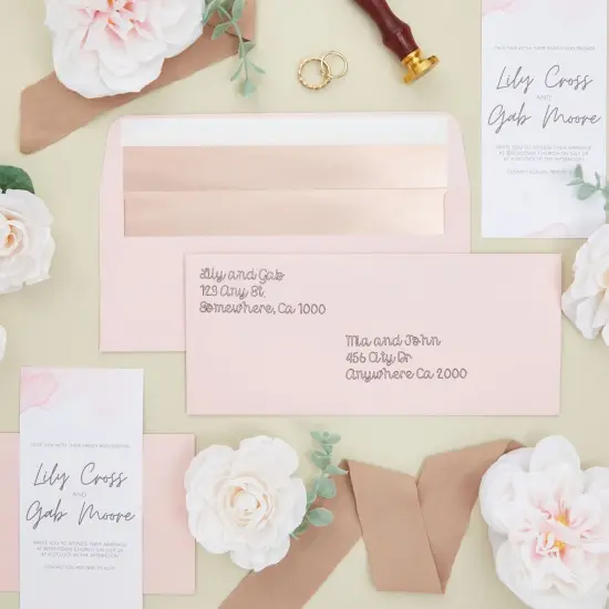 50-Pack #10 Blush Pink Envelopes with Metallic Rose Gold Foil Lining for Party Invitations, Mailing Business Letters, Invoices, Baby Showers, Weddings (4 1/8 x 9 1/2 in) {3}