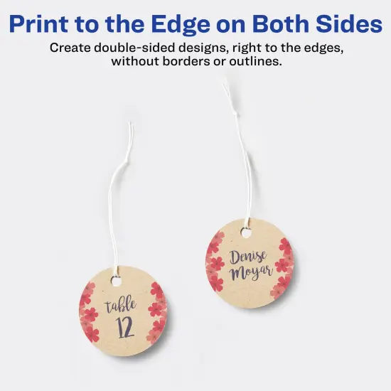 Avery Kraft Brown Round Tags with Sure Feed Technology, 2" Diameter, Laser/Inkjet, 96 Printable Tags with Strings Included, Also Great for Gift Tags and Favor Tags (80515) {3}