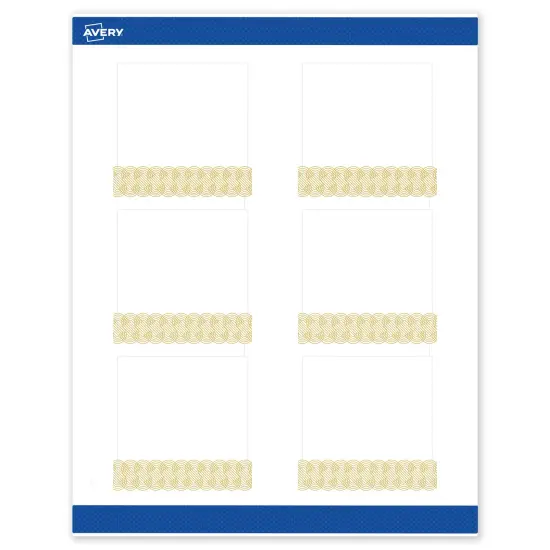 Avery Printable Square Labels with Sure Feed Technology, Pre-Printed Gold Lace Trim Pattern, Matte White, 3" x 3", Laser & Inkjet Compatible, 60 Total, Great for Branding, Marketing, and Events {1}