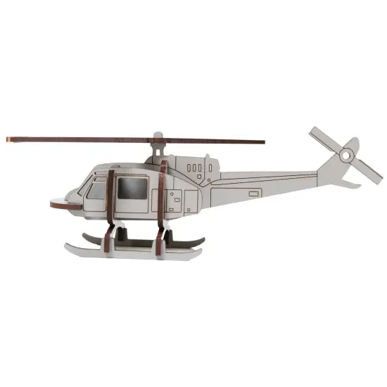 Little & Wood: Woodlet: Medium - Helicopter - Grey, 3D Wooden Kit-Set, Vehicle Puzzle, Easy Assembly, Pop Build Fun, Sustainably Sourced Wood, Ages 6+ {3}