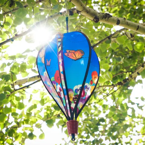 In the Breeze 0988 - Spring Pansies Hot Air Balloon - 6 Panel Spinning Balloon - Outdoor Hanging Decoration {5}
