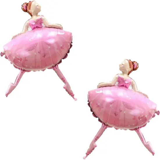 4PCS Pink Ballet Dancing Girl Foil Balloon Aluminum Foil(Pink) {2}