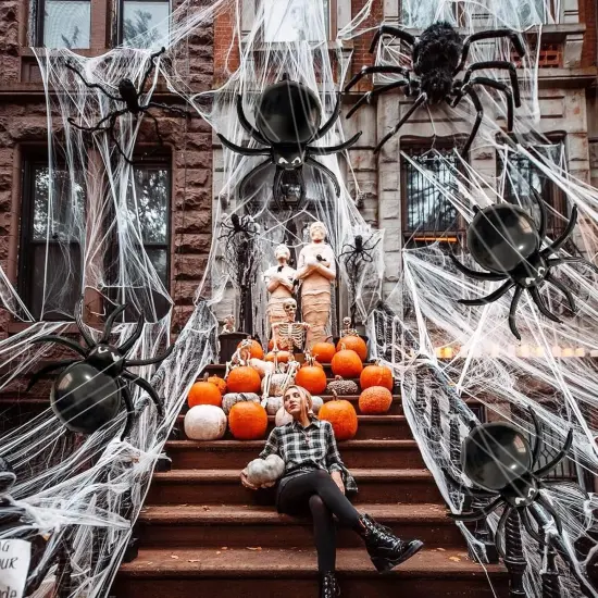 4Pcs Black Spider Foil Balloons(Black Spider-s) {4}