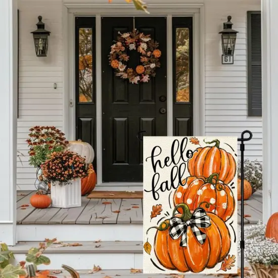 Hello Fall Garden Flag 12x18 Inch(Orange) {4}