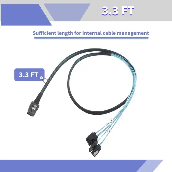 Mini SAS to 4 SATA Transfer Cable, with Tags, Connects a Blue, 3.3 ft. {6}