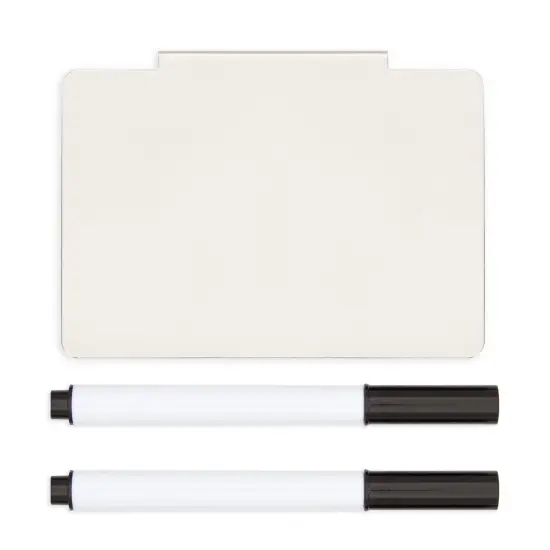 8 Pack Clip On Metal Basket Labels for Storage Bins with 2 Black Markers (3.5 x 2.5 In) White {6}