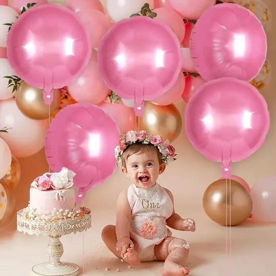 20 Pcs Pink Round Shaped Balloons(Pink) {3}