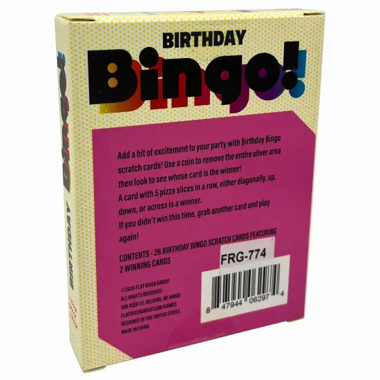 Grand Prix International: Bingo Scratch Card Game: Birthday - Entertaining Party Activity, Reveal 5 Pizza Slices In A Row To Win, 26 Themed Cards {3}
