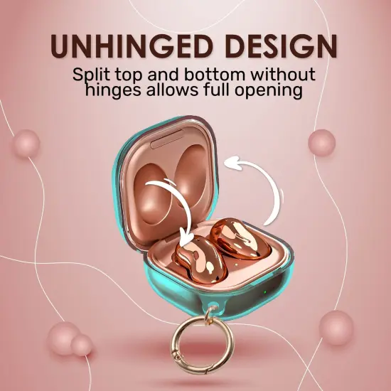 Insten Case For Samsung Galaxy Buds Pro Case (2021) / Galaxy Buds Live Case (2020) Soft TPU Protective Cover with Keychain, Support Wireless Charging, Clear Blue {6}