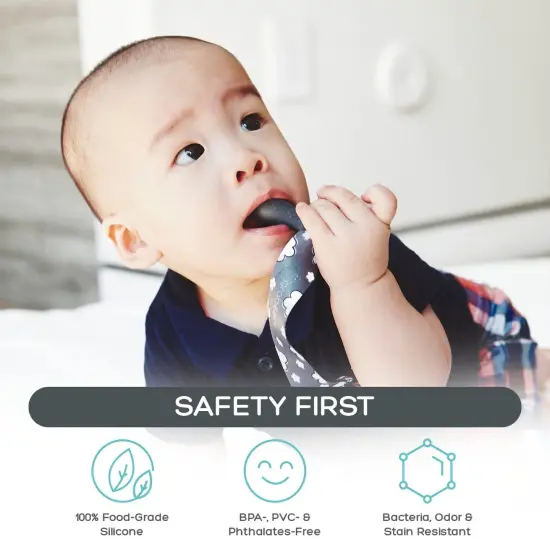 Grabease Baby Silicone Spoon Set for Baby-Led Weaning & First Stage Self-Feeding: Soft, Safe 100% Food-Grade Silicone; BPA-, PVC- Latex- & Phthalates-Free and Dishwasher Safe; Set of 2 Gray Spoons Pink {3}