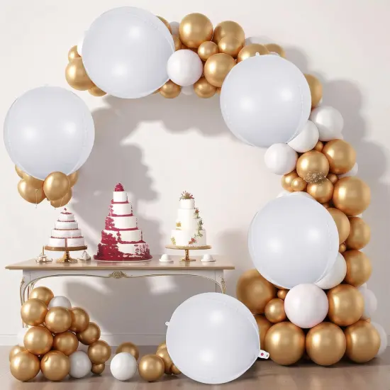 6 Pcs White Foil Mylar Balloons(white) {2}