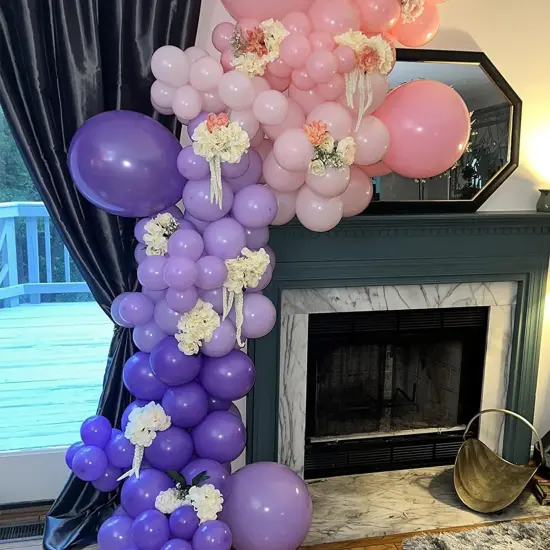 60 Packs 12 Inch Metallic Purple Pink Confetti Balloons (Pink Purple) {3}