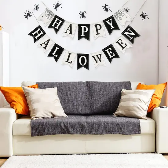2Pcs Happy Halloween Burlap (White) {6}