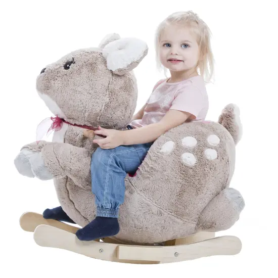 Gerardo's Toys: Little Rockers - Deer - Wooden Plush Ride-On Rocking Animal Toy, Plays Music, Removable Soft Fabric Cover, Toddler & Kids Ages 24mo+ {3}