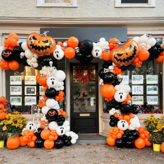 Orange and Black Balloons Arch Kit(Orange Black White) {4}