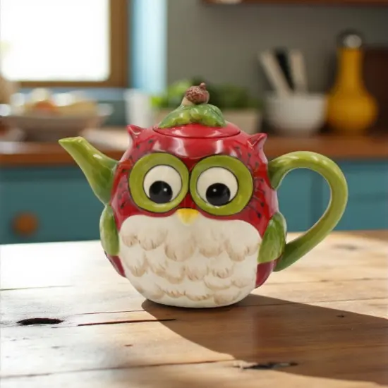 Hand Painted Ceramic Owl Teapot, Gift for Her, Gift for Mom, Tea Party D&eacute;cor, Caf&eacute; D&eacute;cor, Farmhouse D&eacute;cor {2}