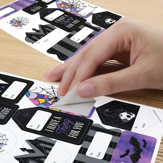 Big Dot of Happiness Goth Girl Assorted Halloween or Gothic Birthday Party Gift Tag Labels, To and From Stickers - 12 Sheets - 120 Stickers {5}