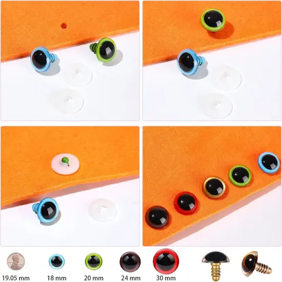 40pcs Safety Eyes for Amigurumi with Washers 18/20/24/30mm {3}