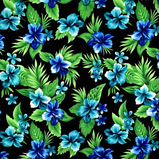 1 Yard Dual Color Tropical Clusters Peachskin Fabric 45 Inch Width Black & Blue {1}