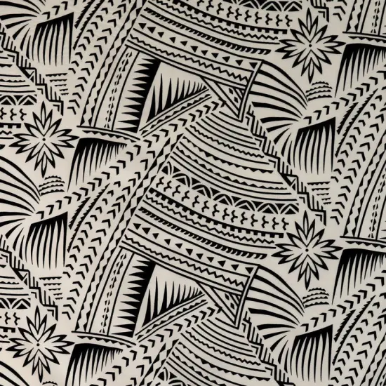 1 Yard Traditional Polynesian Tattoo Flocking Fabric 60 Inch Width Orange/Black {3}