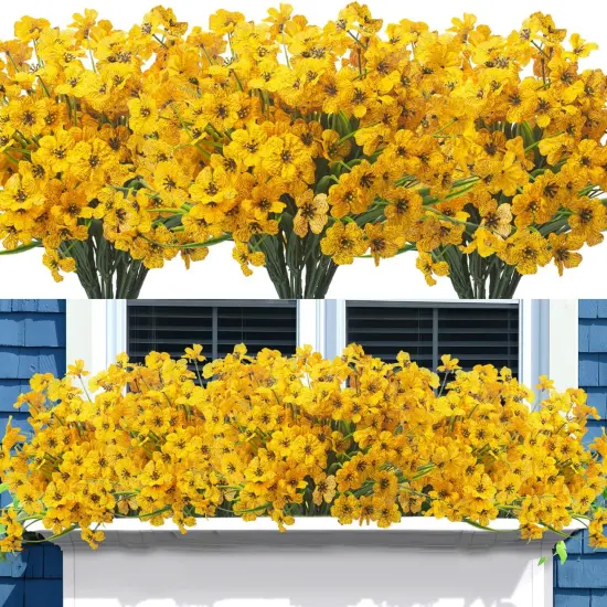 20 Bundles Artificial Flowers - Yellow {1}