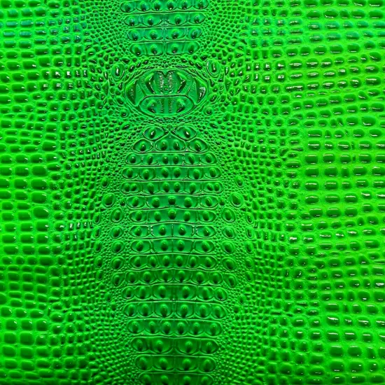 1 Yard 3D Embossed Gator Vinyl Fabric Faux Alligator Upholstery Craft Material Durable 56" Width Neon Green {1}