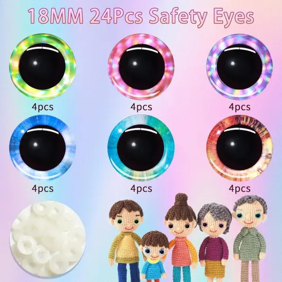 24pcs 18mm 3D Glitter Safety Eyes {2}