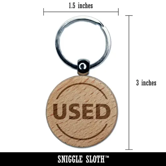 Used Condition Quality Description Engraved Wood Round Keychain Tag Charm {2}