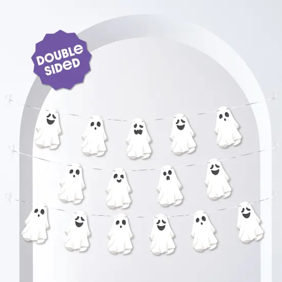 Big Dot of Happiness Spooky Ghost Garland Banner, Halloween Party Decorations Backdrop, 30 Feet of Cord, 15 Paper Ghost Shapes {3}