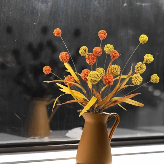 2 Pcs Artificial Yellow Fall Craspedia Billy Balls Flowers {5}