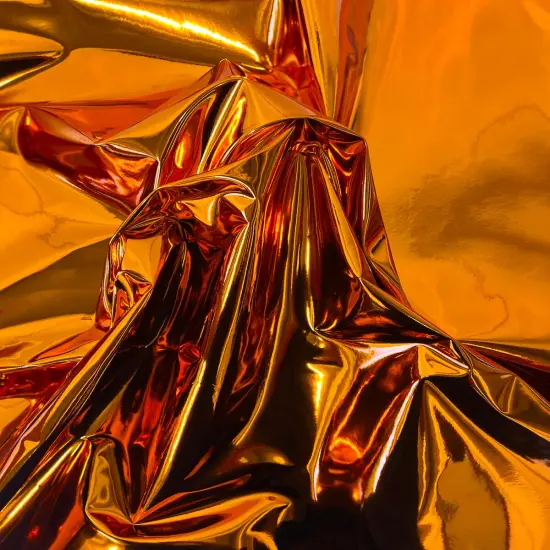 1 Yard Chrome Reflective Mirror Vinyl Fabric For Handbags Upholstery Crafts 54 Inch Width Orange {1}