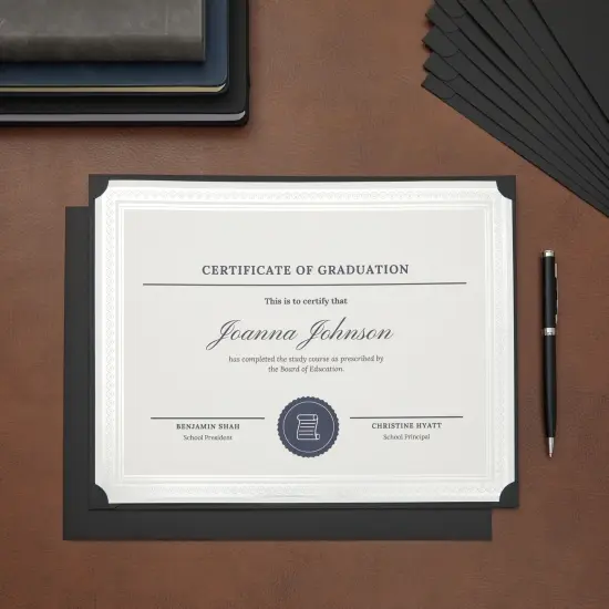 48 Pack Single Sided Award Certificate Holders - Bulk Certificate Holders for Graduation, Diploma, Employee Appreciation, Certification (fits 8.5x11, Black) {2}