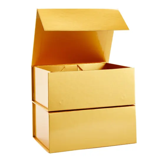 6 Pack Magnetic Gift Boxes with Lids, 9.5 x 7 x 4 Inches for Birthday, Wedding, Groomsman and Bridesmaid Proposal Box (Gold) {7}