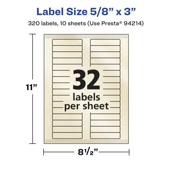 Avery Pearlized Ivory Rectangle Labels with Sure Feed Technology, 5/8" x 3" {5}