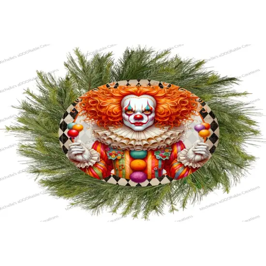 Colorful Halloween Clown Round Sign {3}