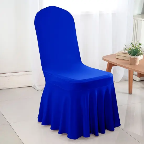 Royal Blue Spandex Skirt Banquet Chair Cover for Weddings and Formal Events {5}