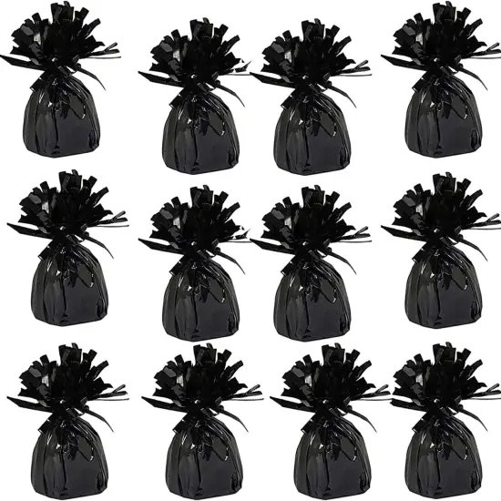Metallic Balloon Weights, Birthday Party Favors, Novelty and Gag Gifts, 5.5" Inches, 12-Pack (Black) {1}