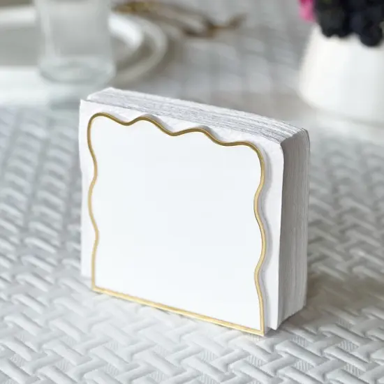 Lucite Napkin Holder with Gold Mirror Trimming {3}