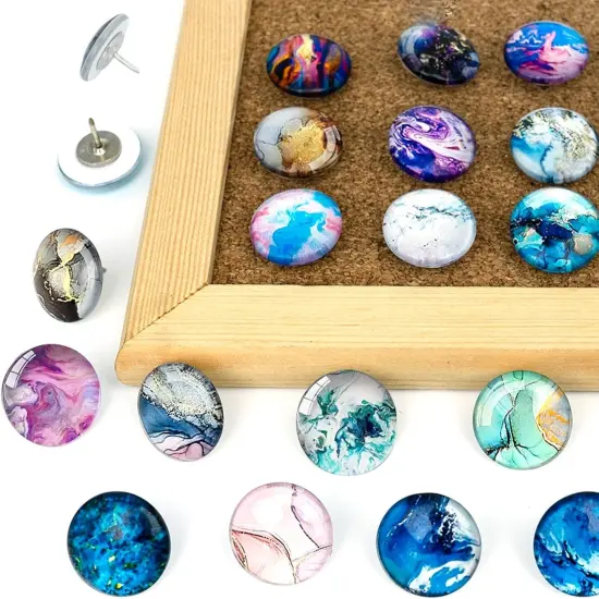 24Pcs Decorative Push Pins,Cute Push Pins,Thumb Tacks for Bulletin Board, Cork Board Thumbtacks, Cute Thumb Tacks for Organisation or Home Office Decorative(Marble Pattern) {3}