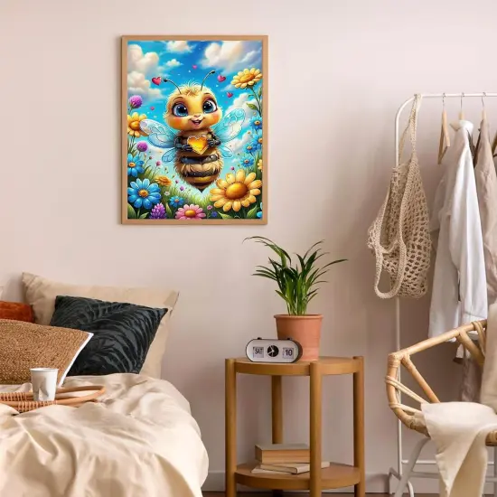 Bee Diamond Painting for Adults-Bee Diamond Art Kits for Adults,Bee Gem Art Kits for Adults for Gift Home Wall Decor Gifts 12x16inch {3}