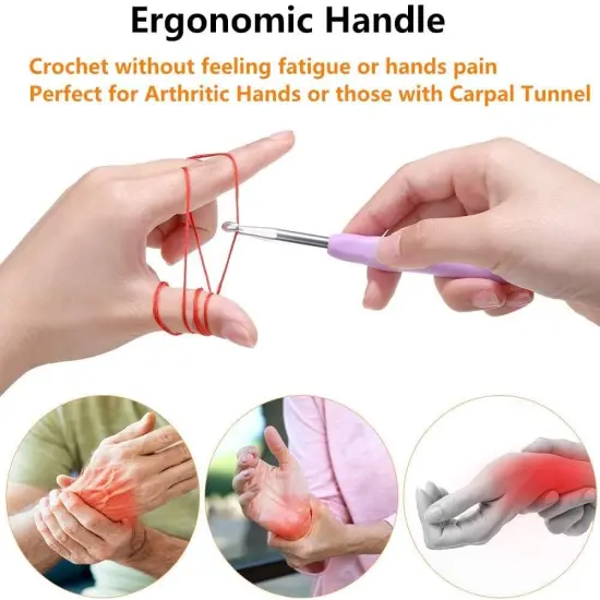 Crochet Hooks,14 Size Crochet Set 2mm(B)-10mm(N), Ergonomic Crochet Hooks with Case for Arthritic Hands,Long Crochet Needles {2}