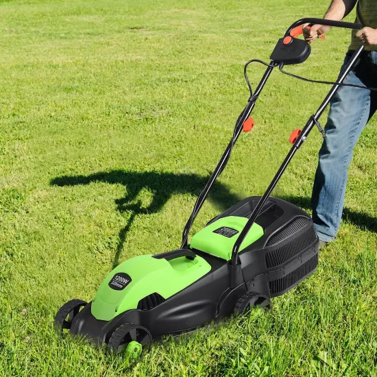 14 Inch Green Electric Push Lawn Corded Mower with 3 Level Adjustable Cutting Height {2}