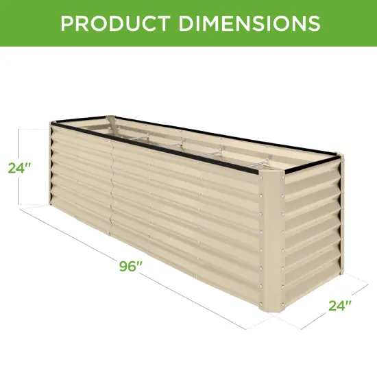 Best Choice Products 8x2x2ft Raised Metal Outdoor Garden Bed, Planter Box for Flowers, Vegetables, Herbs Beige {2}