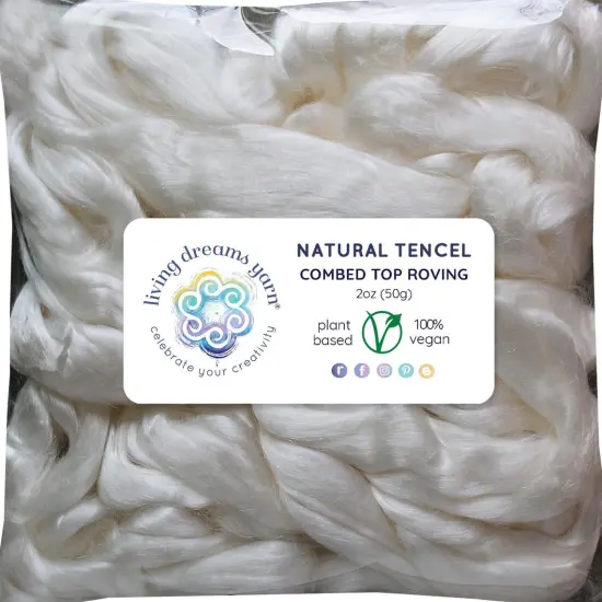 2oz Tencel Fiber: Natural White Undyed Combed Top Roving. Plant Based, Eco Friendly, Vegan {1}