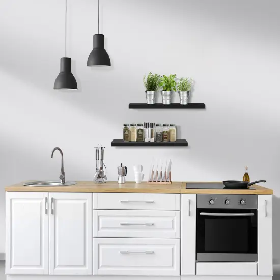 Sorbus Floating Shelves 3 Pack, 24-Inch Wall Mounted Shelves for Wall Decor and Storage with Invisible Brackets Black {5}