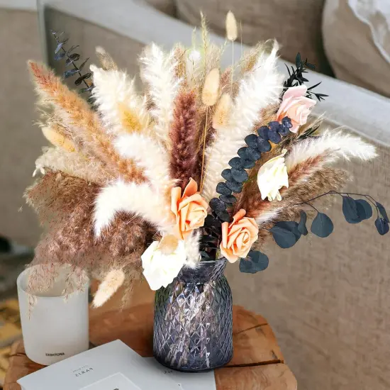 Dried Flower Bouquet | Pampas Grass Decor | Floral Arrangements for Home & Wedding | Boho, Rustic, and Modern Decorations {4}