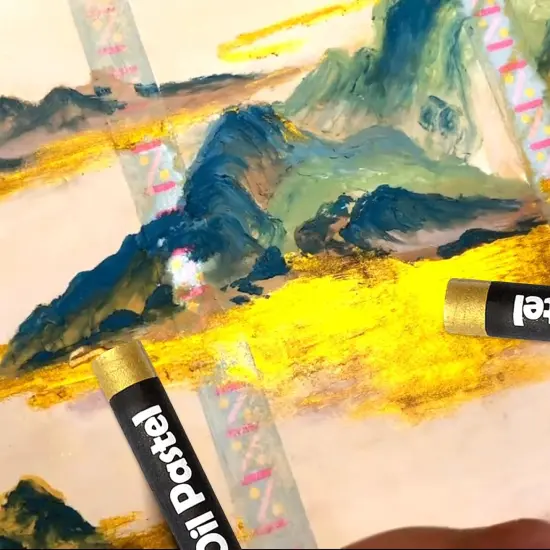 Soft Oil Pastels Set of 5 Single Colors,Non Toxic,Soft Texture Vibrant and Creamy Oil Crayons Pastels Art Supplies For Professional Artists Beginners Drawing.Gold {5}