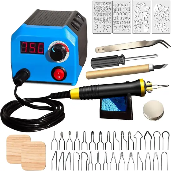 LH55-1 wood burning kit,wood burning tool,digitally adjustable temperature wood burner kit,professional wood burner tool kit for adults beginners craft,pyrography pen (LH55-A pen) {1}