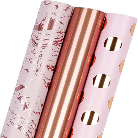 Pink Valentine's Day Wrapping Paper Roll - Mini Roll -17in x 120in (3 Rolls) {1}