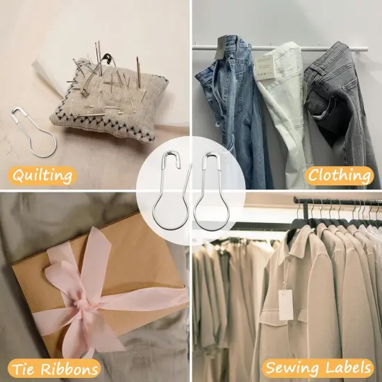 1000pcs Metal Safety Pins, Bulb Gourd Pins, 0.9&rdquo; Clothing Tag Pin Calabash Pin Pear Shaped Bead Needle Pins for Crafts Clothes Crafting Knitting Sewing Making Accessories (Sliver) {5}